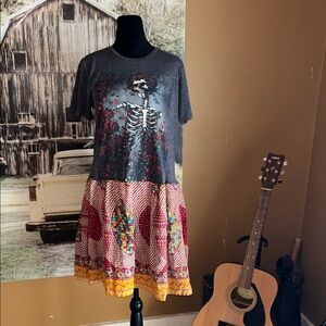 Upcycled Colorful Graphic kantha Dress